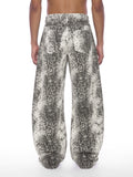 Men's Snake Print Barrel Leg Pants