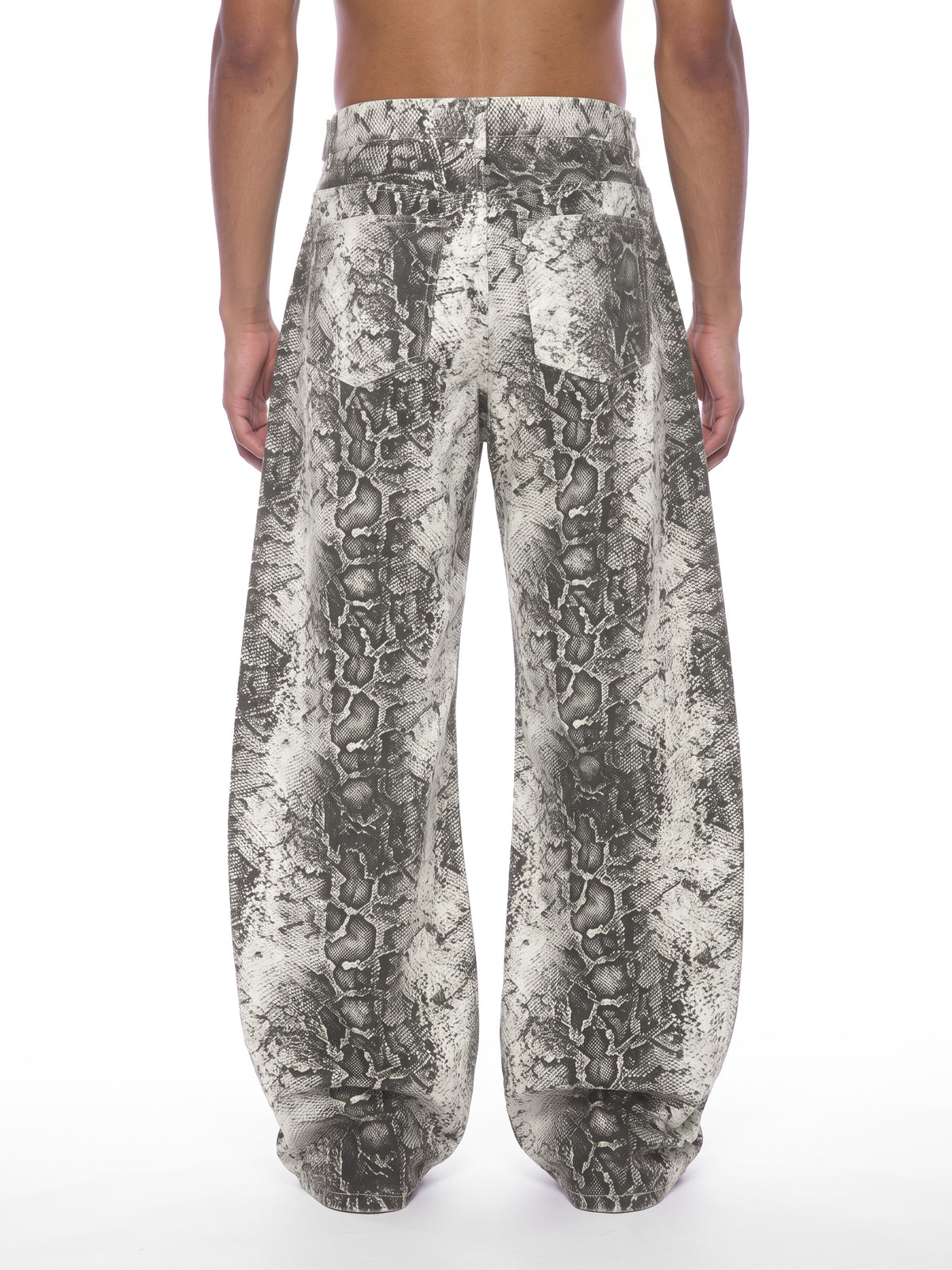 Men's Snake Print Barrel Leg Pants